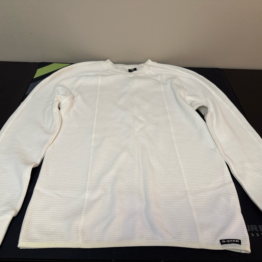 G Star Long Sleeve White Shirt Sweater Men Size Small